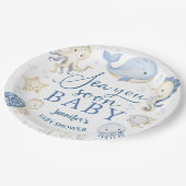 Sea You Soon Baby Shower Boy Blue Ocean ペーパープレート (アングル)