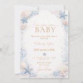 Sea You Soon Baby Shower Boy Blue Ocean 招待状 (正面)