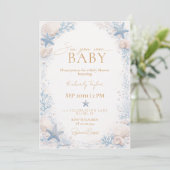 Sea You Soon Baby Shower Boy Blue Ocean 招待状 (スタンド正面)