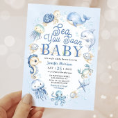 Sea You Soon Baby Shower Boy Blue Ocean Animals 招待状
