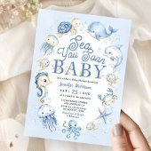 Sea You Soon Baby Shower Boy Blue Ocean Animals 招待状