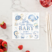 Sea You Soon Baby Shower Boy Blue Ocean Paper スタンダードカクテルナプキン (インサイチュ)