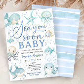 Sea You Soon Baby Shower Boy Blue Teal Ocean 招待状
