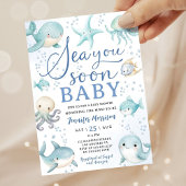 Sea You Soon Baby Shower Boy Dusty Blue Ocean 招待状