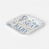 Sea You Soon Baby Shower Boy Navy Blue Ocean ペーパープレート (傾斜あり)