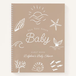 Sea You Soon Baby Shower Brown Guest Book ノートブック