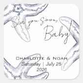 Sea You Soon Baby Shower Favor スクエアシール (正面)