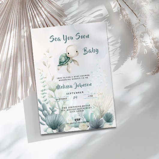 Sea You Soon Baby Shower Gender Neutral Invitation 招待状