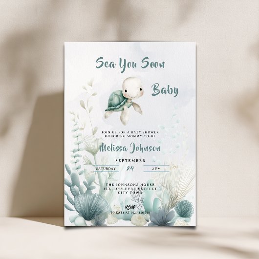 Sea You Soon Baby Shower Gender Neutral Invitation 招待状