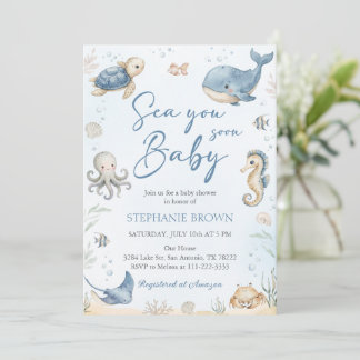 Sea You Soon Baby Shower Invitation 招待状