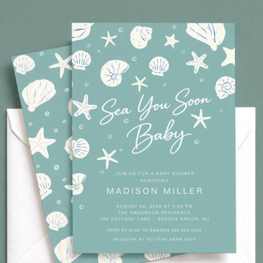 Sea You Soon Baby Shower Invite 招待状