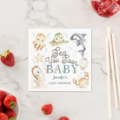 Sea You Soon Baby Shower Ocean Gender Neutral  スタンダードカクテルナプキン (インサイチュ)