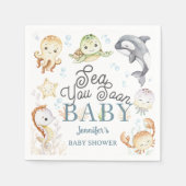 Sea You Soon Baby Shower Ocean Gender Neutral  スタンダードカクテルナプキン (正面)