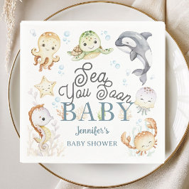 Sea You Soon Baby Shower Ocean Gender Neutral  スタンダードカクテルナプキン