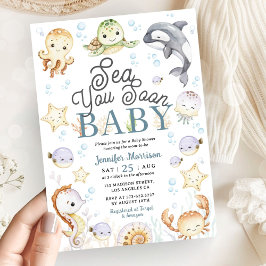 Sea You Soon Baby Shower Ocean Gender Neutral 招待状