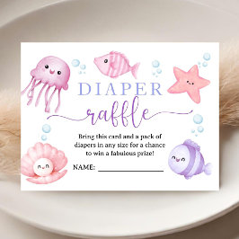 Sea You Soon Baby Shower Pink Ocean Diaper Raffle エンクロージャーカード