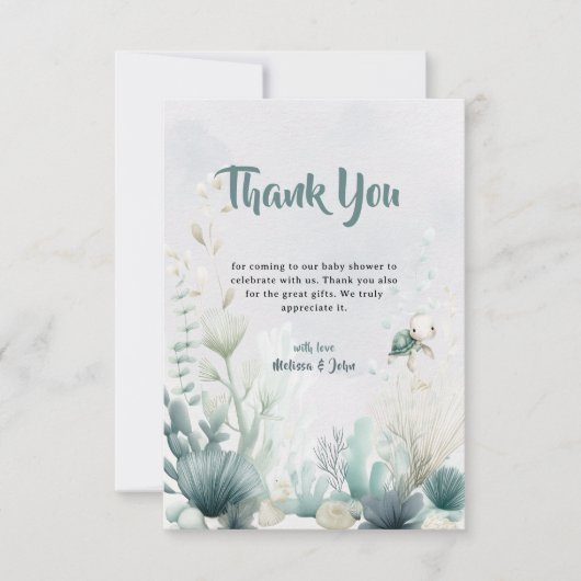 Sea You Soon Baby Shower Thank You Card サンキューカード (正面)