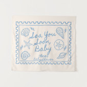 Sea You Soon Baby Shower Welcome Sign Custom Ocean タペストリー (正面(横))