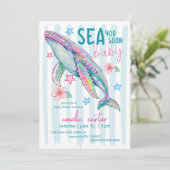 Sea You Soon Baby Shower Whale Coastal Ocean Beach 招待状 (スタンド正面)