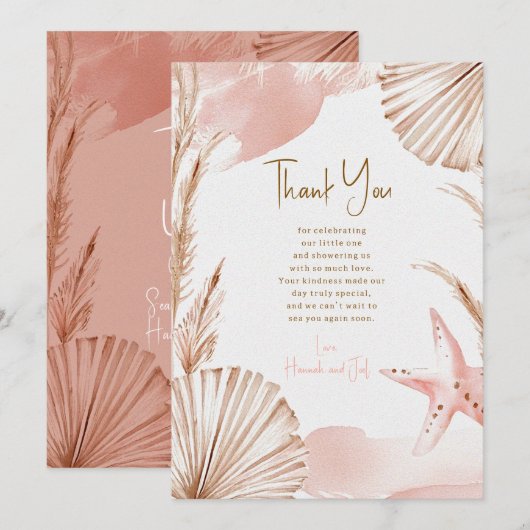 Sea You Soon Baby Thank You Card | Coastal Boho サンキューカード (正面/裏面)