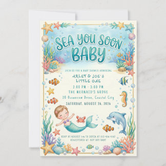 Sea you soon Baby Under the Sea Baby Shower 招待状