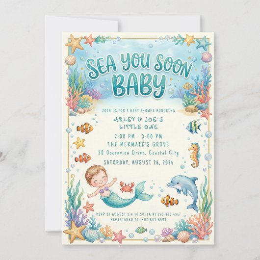 Sea you soon Baby Under the Sea Baby Shower 招待状 (正面)