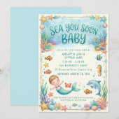 Sea you soon Baby Under the Sea Baby Shower 招待状 (正面/裏面)