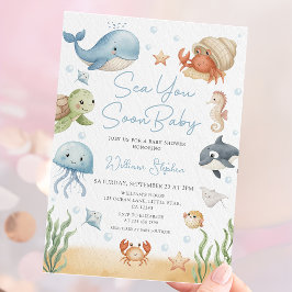 Sea You Soon Baby Under the Sea Baby Shower 招待状