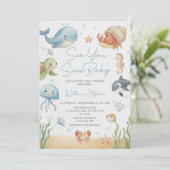 Sea You Soon Baby Under the Sea Baby Shower 招待状 (スタンド正面)