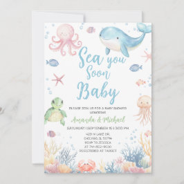 Sea You Soon Baby Under the Sea Baby Shower 招待状