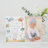 Sea You Soon Baby Under the Sea Photo Baby Shower  招待状 (スタンド正面)