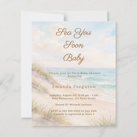 Sea You Soon Beach Baby Shower invitation (正面)