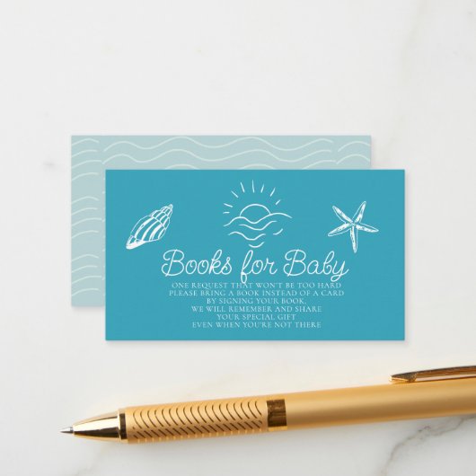 Sea You Soon Blue Baby Shower Book Request エンクロージャーカード (正面/裏面インサイチュ)
