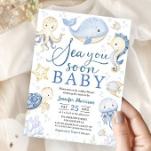 Sea You Soon Boy Baby Shower Blue Ocean 招待状