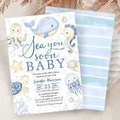 Sea You Soon Boy Baby Shower Blue Ocean 招待状