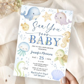 Sea You Soon Boy Baby Shower Cute Ocean Invitation 招待状