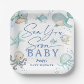 Sea You Soon Boy Ocean Baby Shower ペーパープレート (正面)