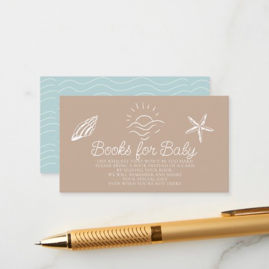 Sea You Soon Brown Baby Shower Book Request エンクロージャーカード (正面/裏面インサイチュ)
