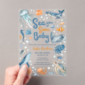 Sea You Soon Coastal Baby Shower アクリル招待状 (インサイチュ (ポータブル))