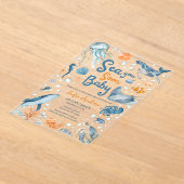 Sea You Soon Coastal Baby Shower アクリル招待状 (レイダウン)