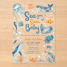 Sea You Soon Coastal Baby Shower アクリル招待状