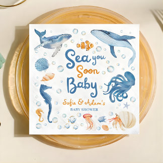 Sea You Soon Coastal Baby Shower スタンダードカクテルナプキン