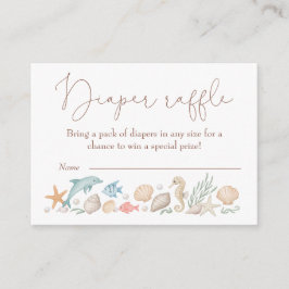 Sea You Soon Coastal Baby Shower Diaper Raffle エンクロージャーカード