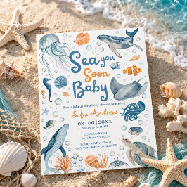 Sea You Soon Coastal Baby Shower Invitation 招待状