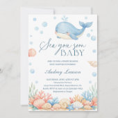 Sea You Soon Coastal Ocean Baby Shower 招待状 (正面)