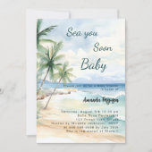 Sea you Soon coastal tropical beach Baby Shower 招待状 (正面)