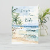 Sea you Soon coastal tropical beach Baby Shower 招待状 (スタンド正面)