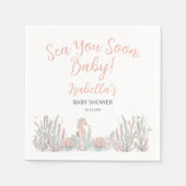 Sea You Soon Cute Hand Drawn Baby Shower スタンダードカクテルナプキン (正面)