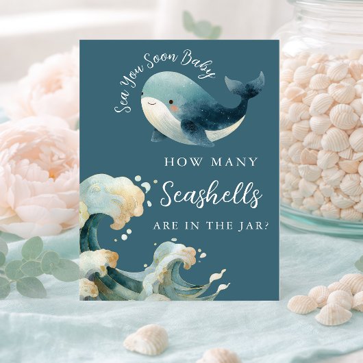 Sea You Soon Guess How Many Baby Shower Game Card 招待状