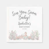 Sea You Soon Hand Drawn Seahorse Baby Shower スタンダードカクテルナプキン (正面)